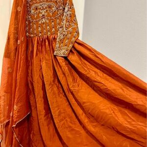 Embroidered Orange Gown